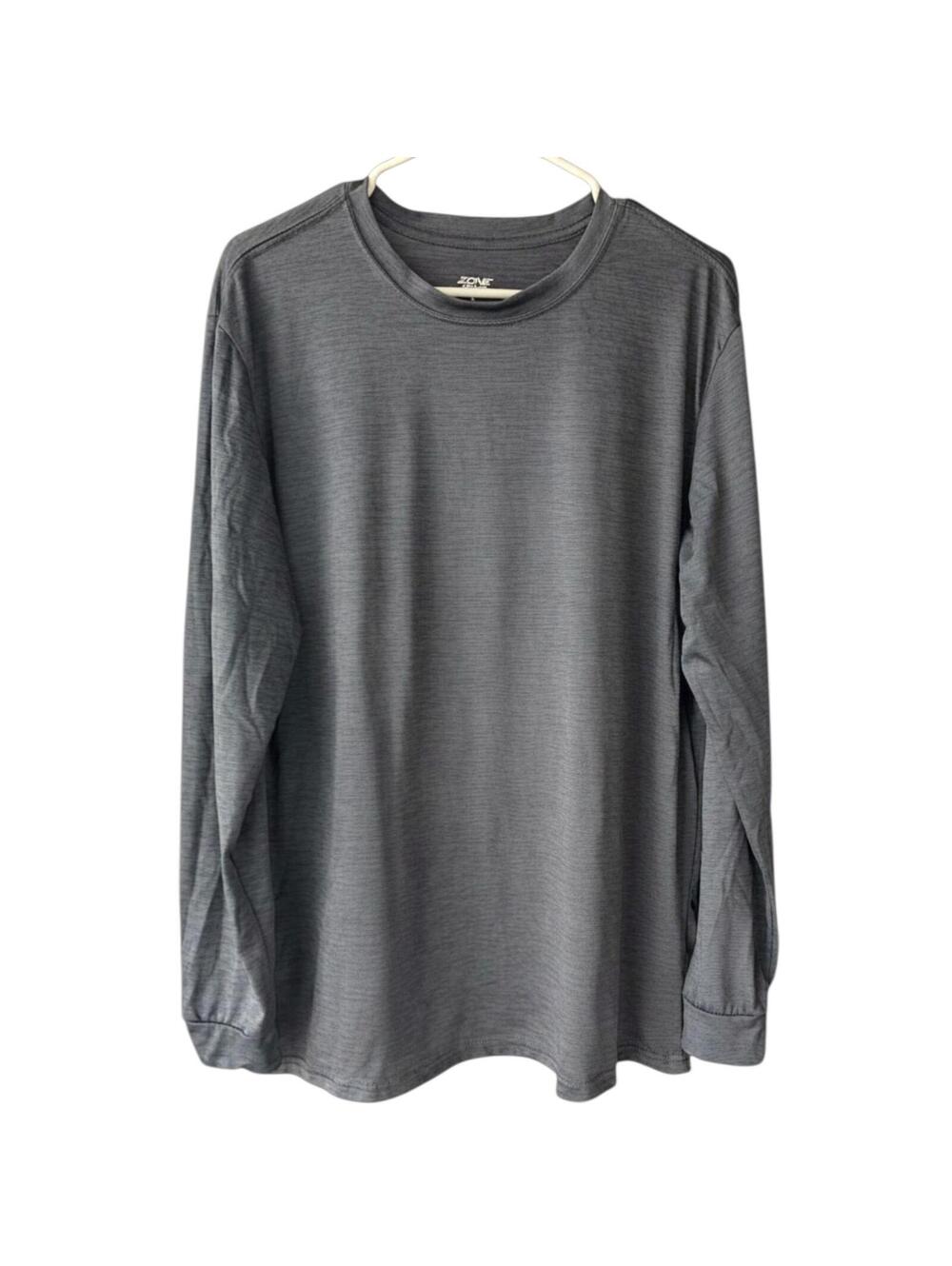 Zone Pro Shirt Mens Large L Gray Long Sleeve Athletic Performance Workout 22x29